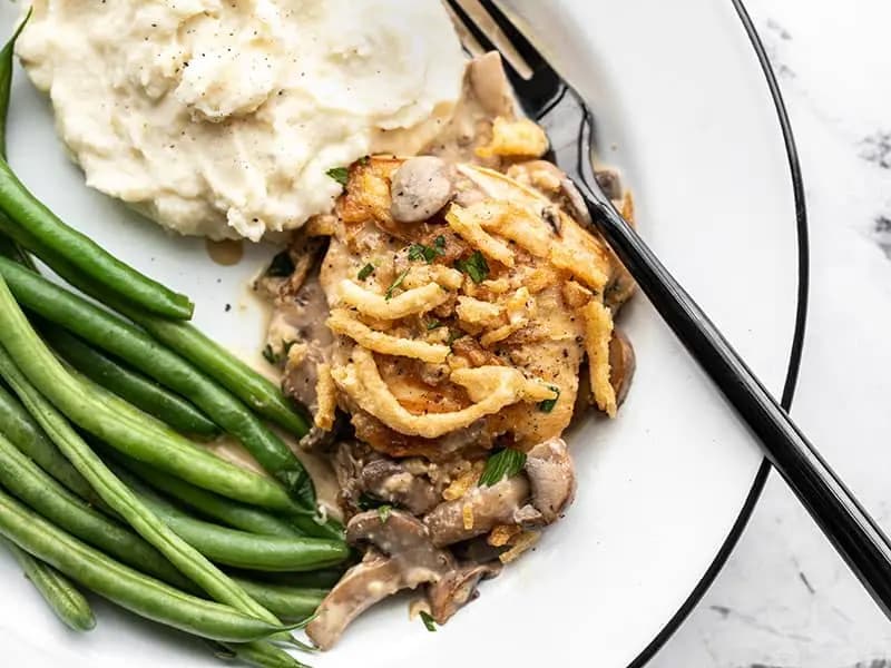 Image of Creamy Mushroom Chicken with Crispy Onions recipe