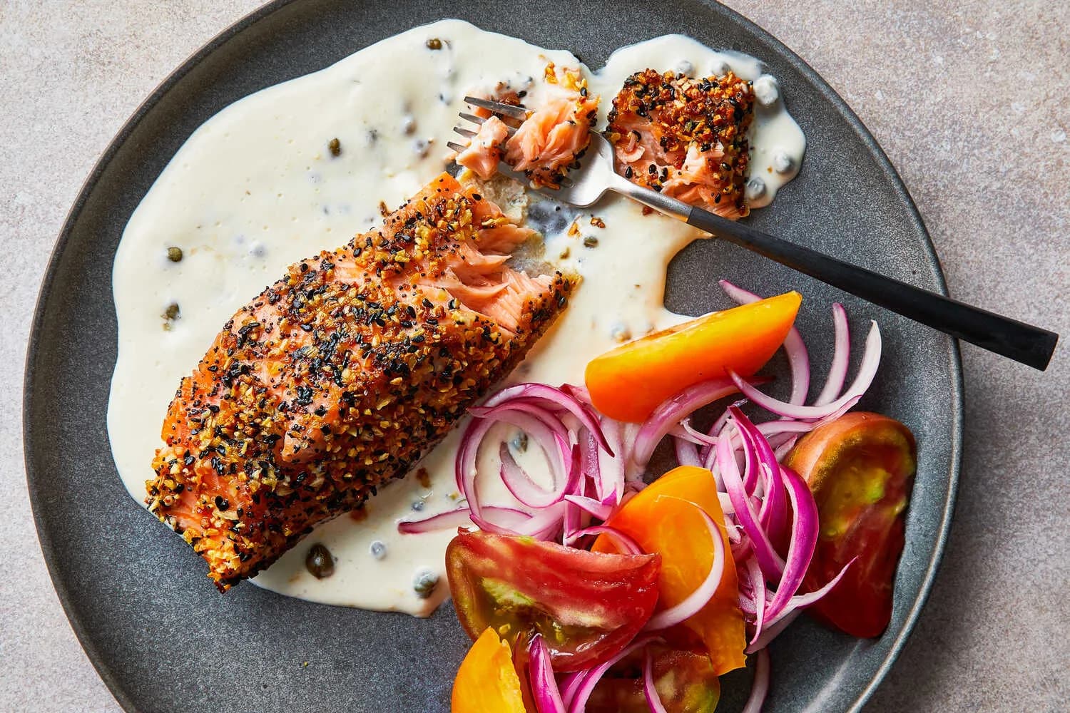 Image of Everything Salmon with Creamy Caper Sauce recipe