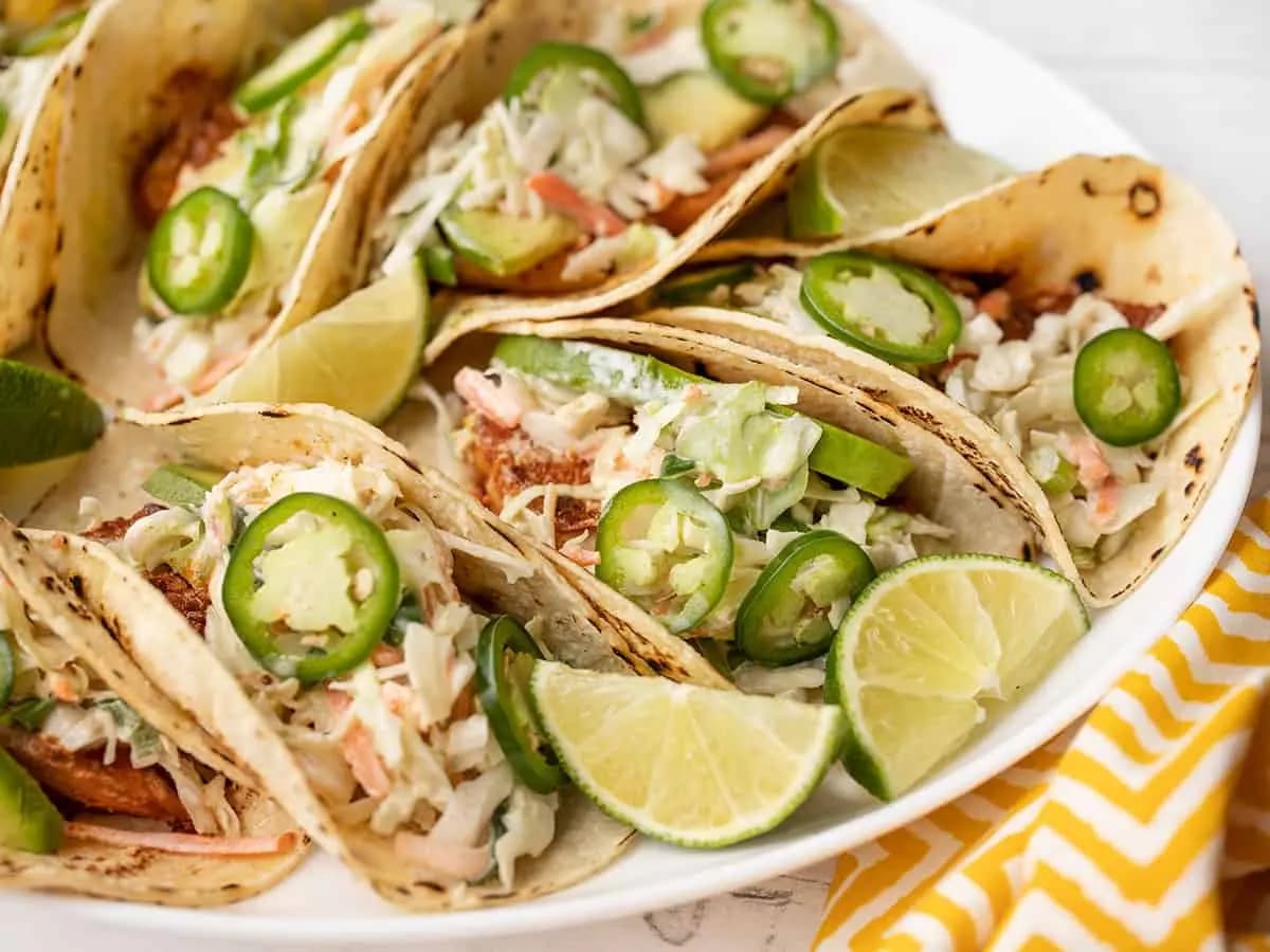 Image of Fish Tacos with Cumin Lime Coleslaw recipe