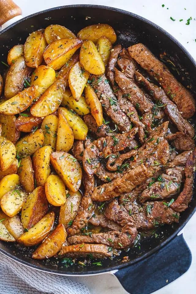Image of Garlic Butter Steak and Potatoes Skillet recipe