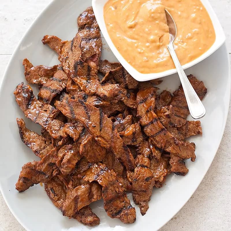 Image of Grilled Beef with Peanut Sauce recipe