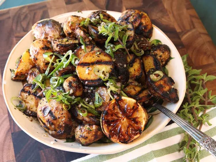 Image of Simple Grilled-Potato Salad With Grilled-Lemon Vinaigrette recipe