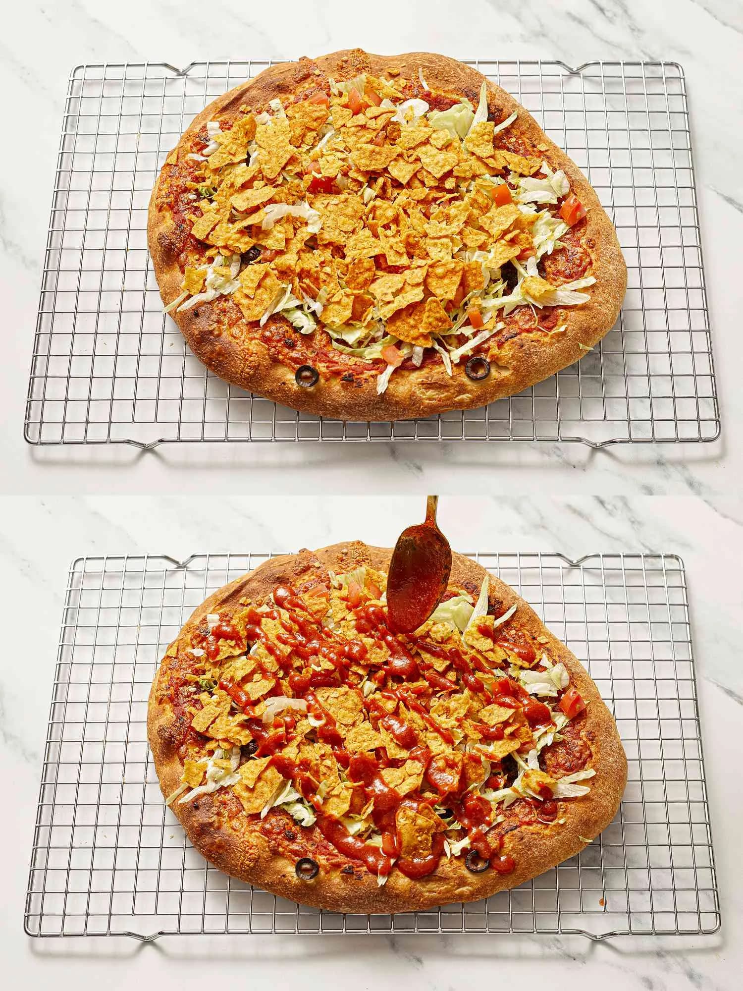 Step 12 of Midwestern Taco Pizza