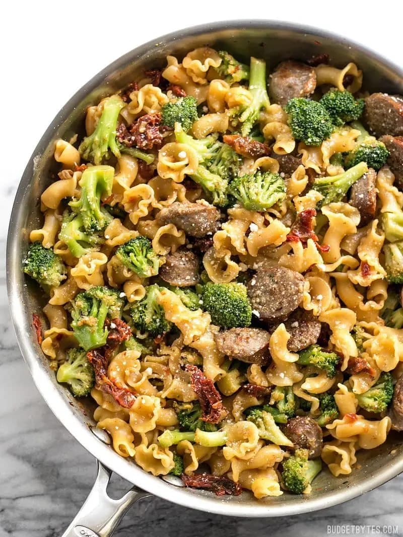 Image of One Pot Sausage and Sun Dried Tomato Pasta recipe