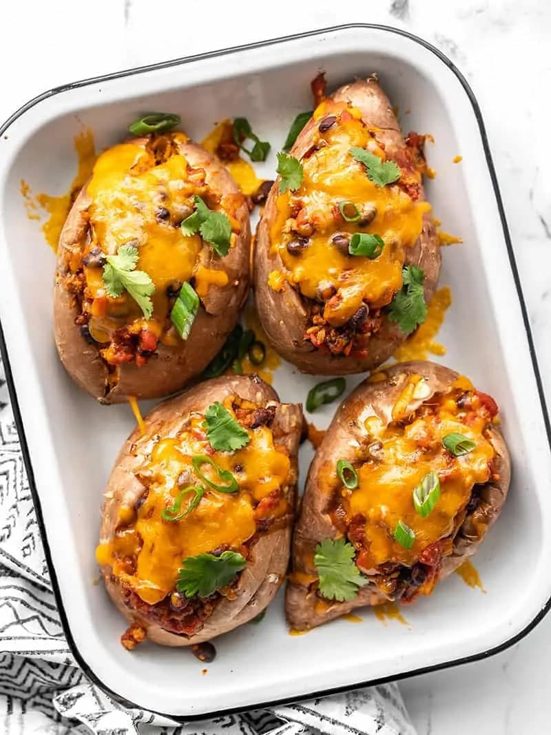 Image of Turkey Chili Smothered Sweet Potatoes recipe