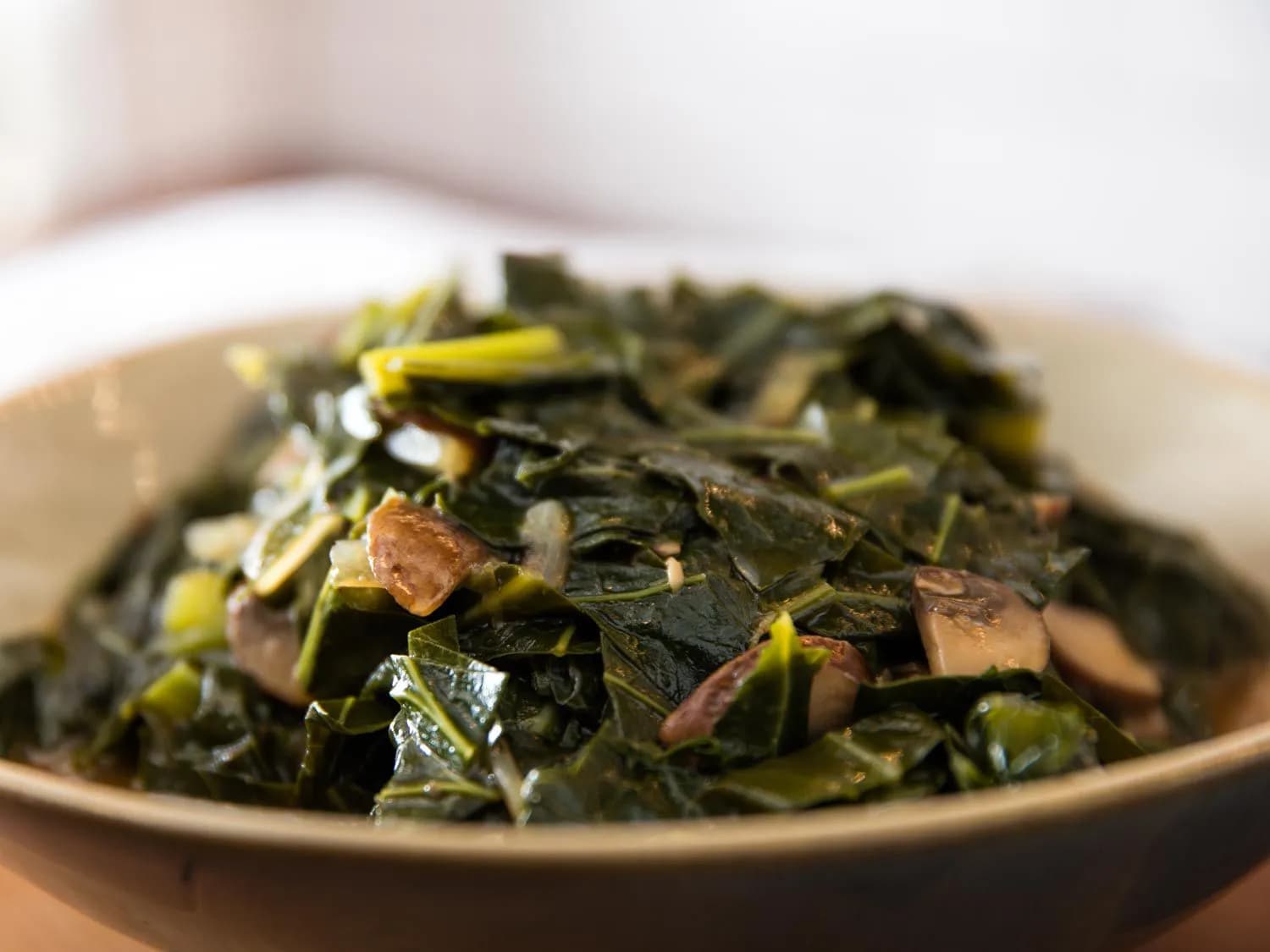 Image of Vegan Southern-Style Collard Greens With Mushrooms recipe