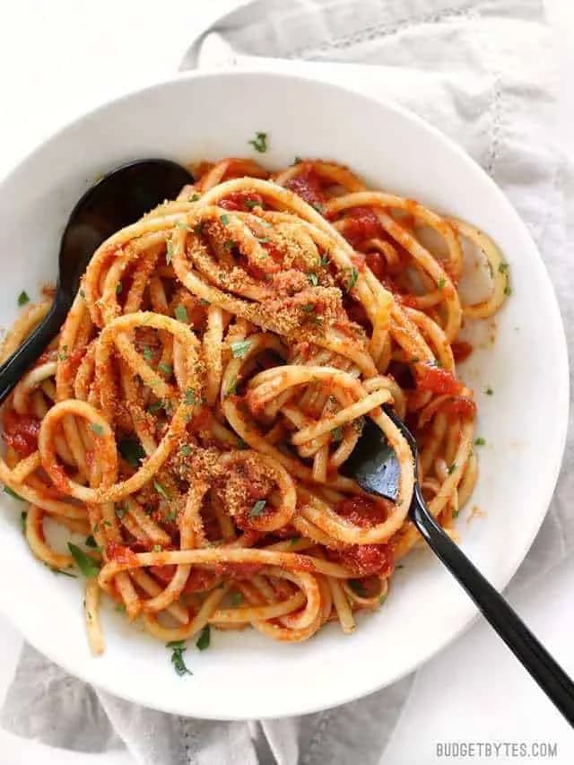 Image of Pasta with 5 Ingredient Butter Tomato Sauce recipe